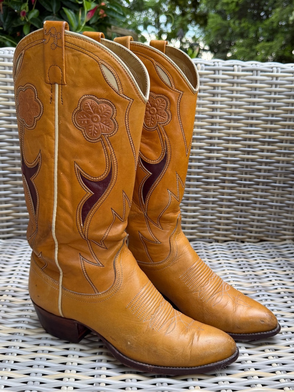 Vintage Ralph Lauren Cowboy Western Boots 7.5 8 Tooled 70s Rodeo Queen - Picture 9 of 16
